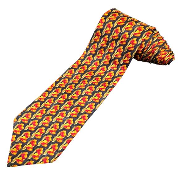 Ermenegildo Zegna 100% Silk Necktie Italy Red Blue Floral 3.7"x59" Men's Vintage - Picture 1 of 9